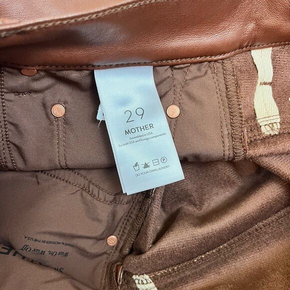 NWT Mother High-Waisted Rail Skimp Friar Brown Faux Leather Pants 29 - Picture 10 of 12